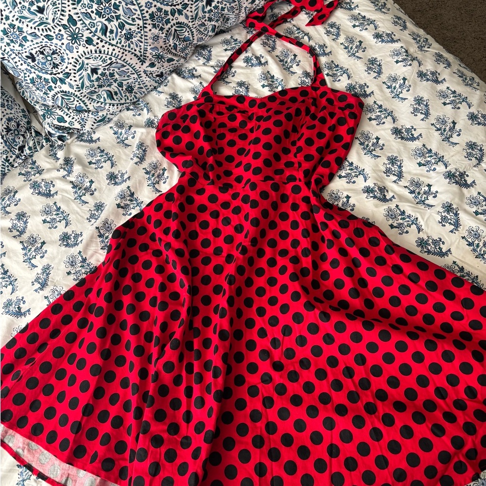 Red Polka Dot Halter Dress